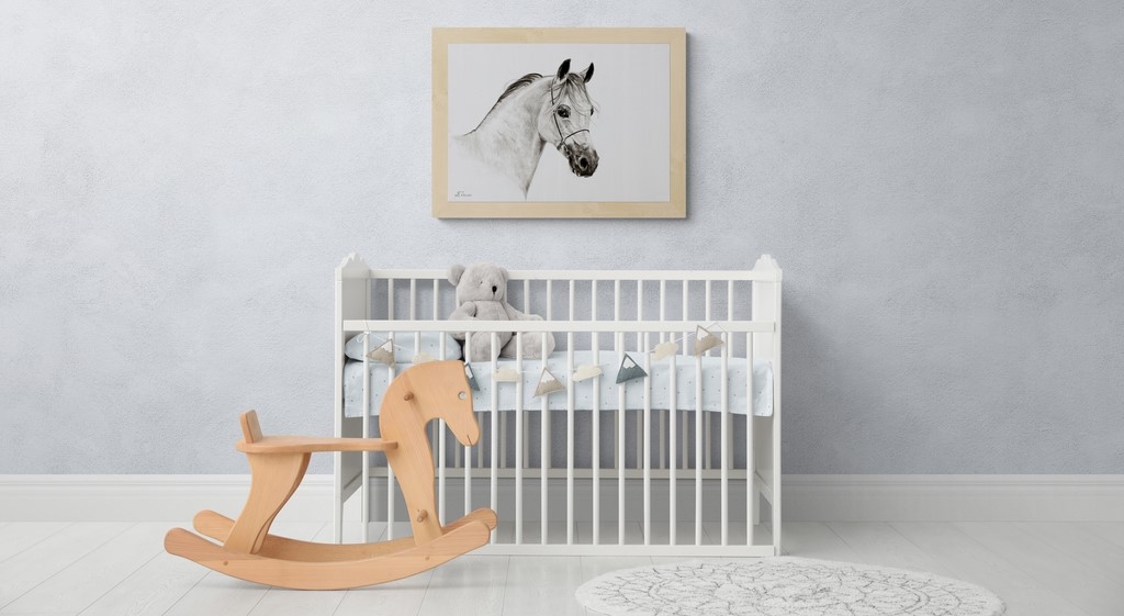 Dessin de cheval dans une chambre d'enfant : peintre animalier Laurence Saunois