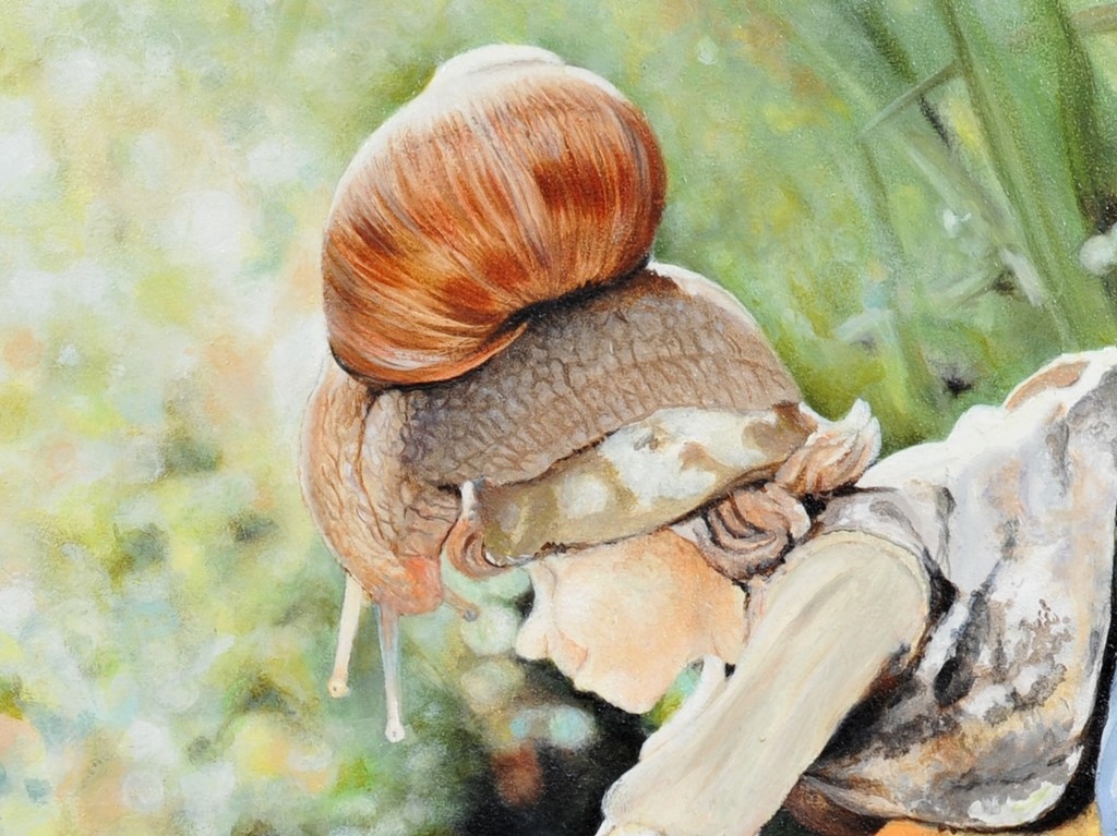 Peinture d'escargot (détails) par Laurence Saunois, artiste peintre animalier