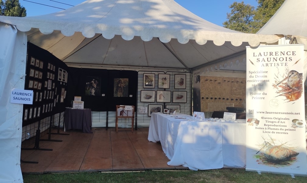 Stand de Laurence Saunois, Artiste, au Salon de la Bécasse 2023