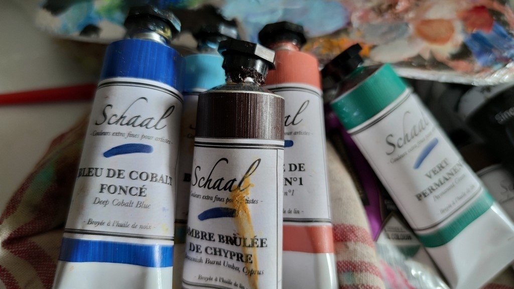 Tubes de peinture à l'huile de la marque Shaal - laurence Saunois