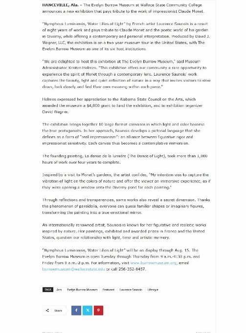 The Cullman Tribune - Article Nympheus Luminansis -evelyne Burrow Museum #2