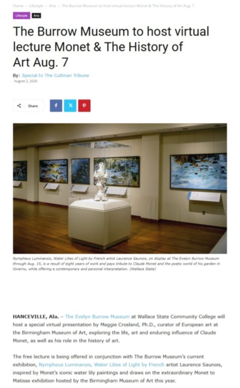 The Cullman Tribune - Article Nympheus Luminansis-conference - Evelyne Burrow Museum #1