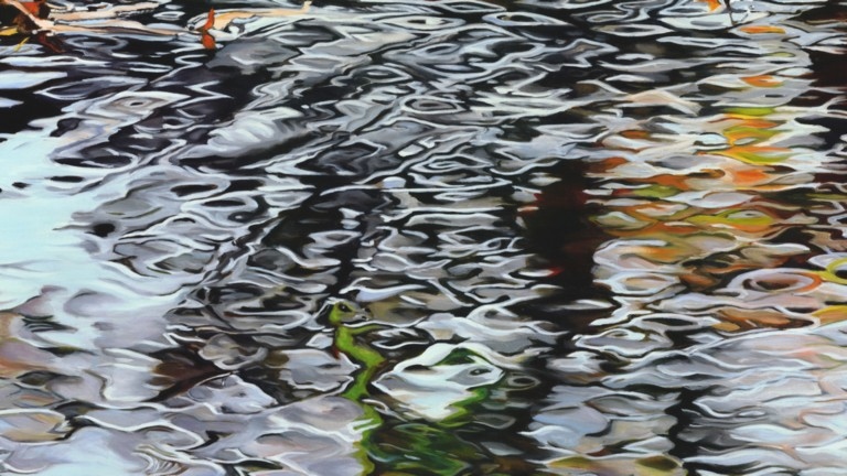 Peinture "Nympheus Luminansis, Palpitantes Lumières par Laurence Saunois, artiste peintre (détails)