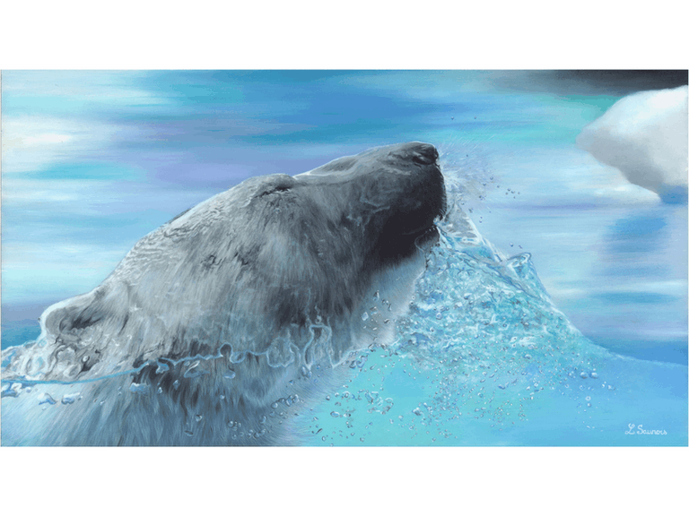 Tableau d'un ours polaire : peintre animalier Laurence Saunois
