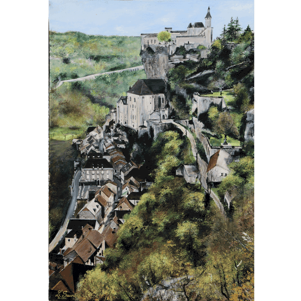 Peinture de Rocamadour par la peintre Laurence Saunois