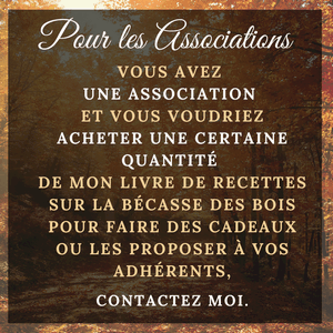 Associations, achetez mon livre de recettes de bécasse