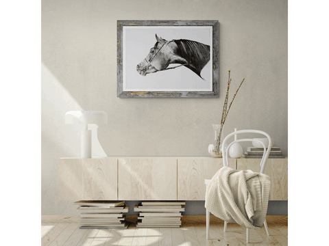 Dessin de cheval PSA en situation par Laurence Saunois, Peintre animalier