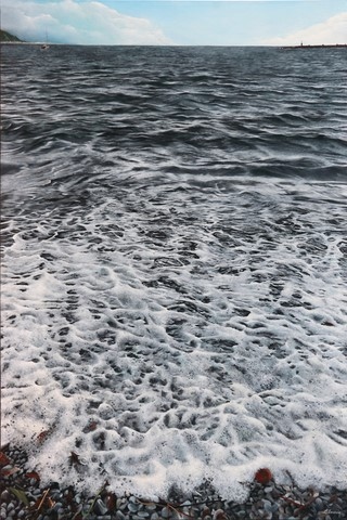 Tableau de la mer Méditéranée près de Portofino par l'artiste animalier Laurence Saunois