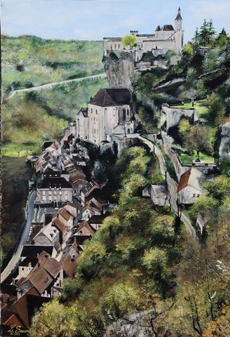 Rocamadour - Peinture par Laurence Saunois, artiste peintre