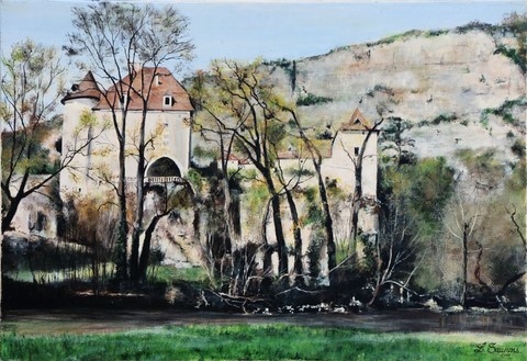 Château de Géniez - Peinture par Laurence Saunois, artiste peintre