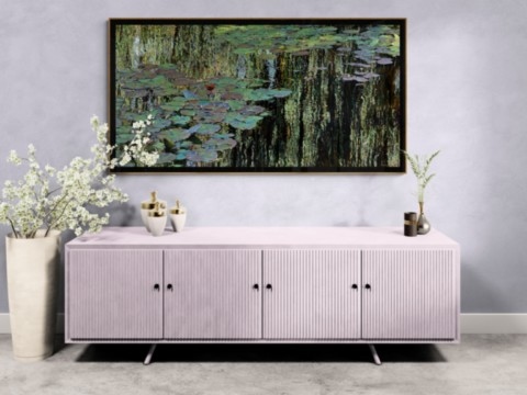 Nympheus Luminansis : Lumière à l'ombre du Saule pleureur" Tableau de Laurence Saunois dans un salon