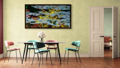 Nympheus Luminansis : la lumière est d'or . Nymphéas de Claude Monet par Laurence Saunois dans un salon