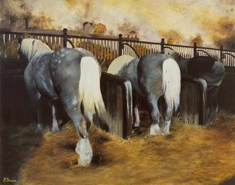 The Grande Ecurie du Haras du Pin by Laurence Saunois, animal artist