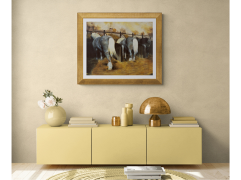 Peinture : La grande Ecurie du Haras du Pin par Laurence Saunois, peintre animalier