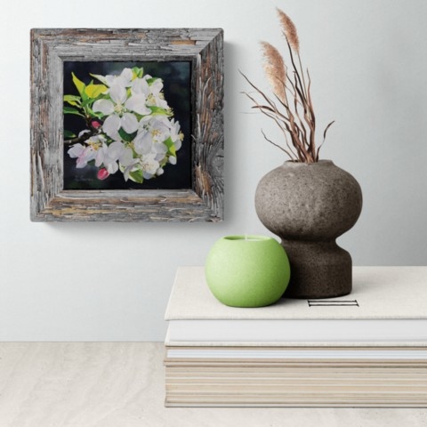 Peinture de fleurs de pommier de l'artiste peintre Laurence Saunois