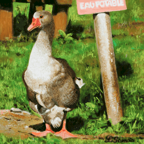 Peinture miniature d'une oie par la peintre animalier Laurence Saunois