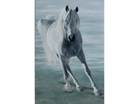 Peinture de cheval par Laurence Saunois, artiste peintre animalier