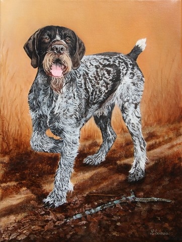 Tableau d'un chien griffon par Laurence Saunois, Peintre animalier