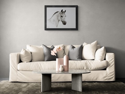 Dessin de cheval dans un salon : peintre animalier Laurence Saunois