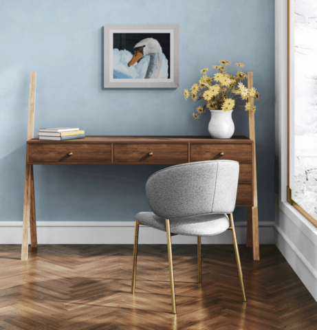 Tableau d'un portrait de cygne dans un bureau - artiste animalier Laurence Saunois