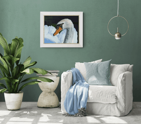 Peinture de cygne par Laurence Saunois, artiste peintre animalier