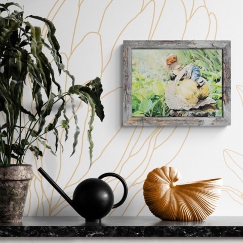  Snail painting wall art decor above a piece of furniture by wildlife artist Laurence Saunois