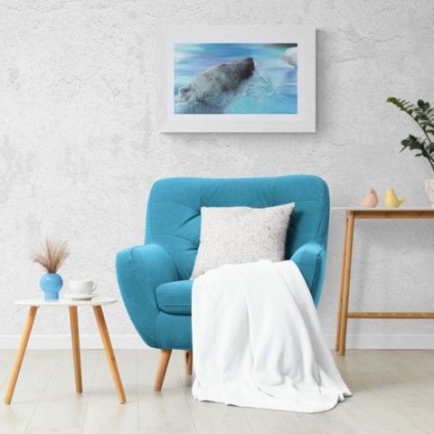 Tableau d'un portrait d'ours blanc en situation 