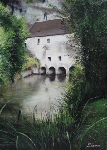 Moulin de Cougnaguet - Peinture par Laurence Saunois, artiste peintre