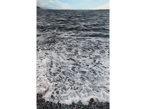 Tableau de la mer Méditéranée par Laurence Saunois, artiste peintre